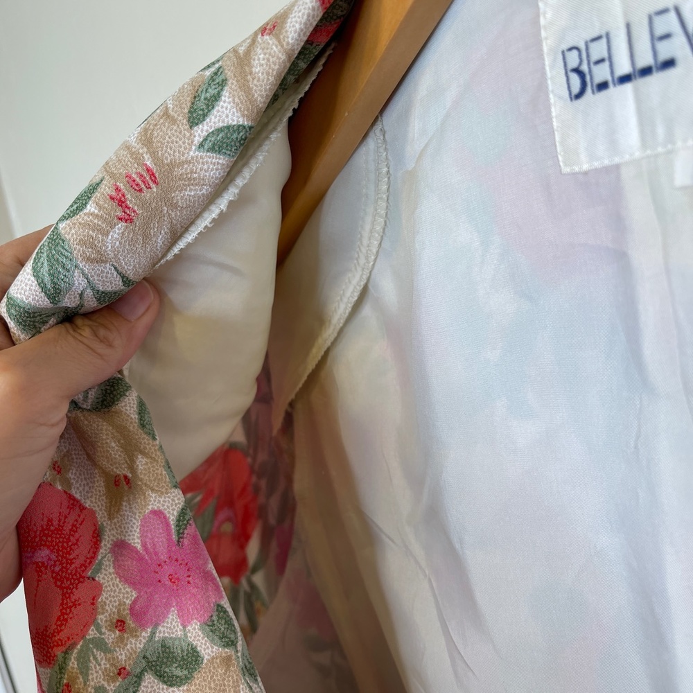 BELLE VOGUE | VTG Rare Floral Pattern Side Tie Lounge Blazer Jacket - Picture 12 of 14